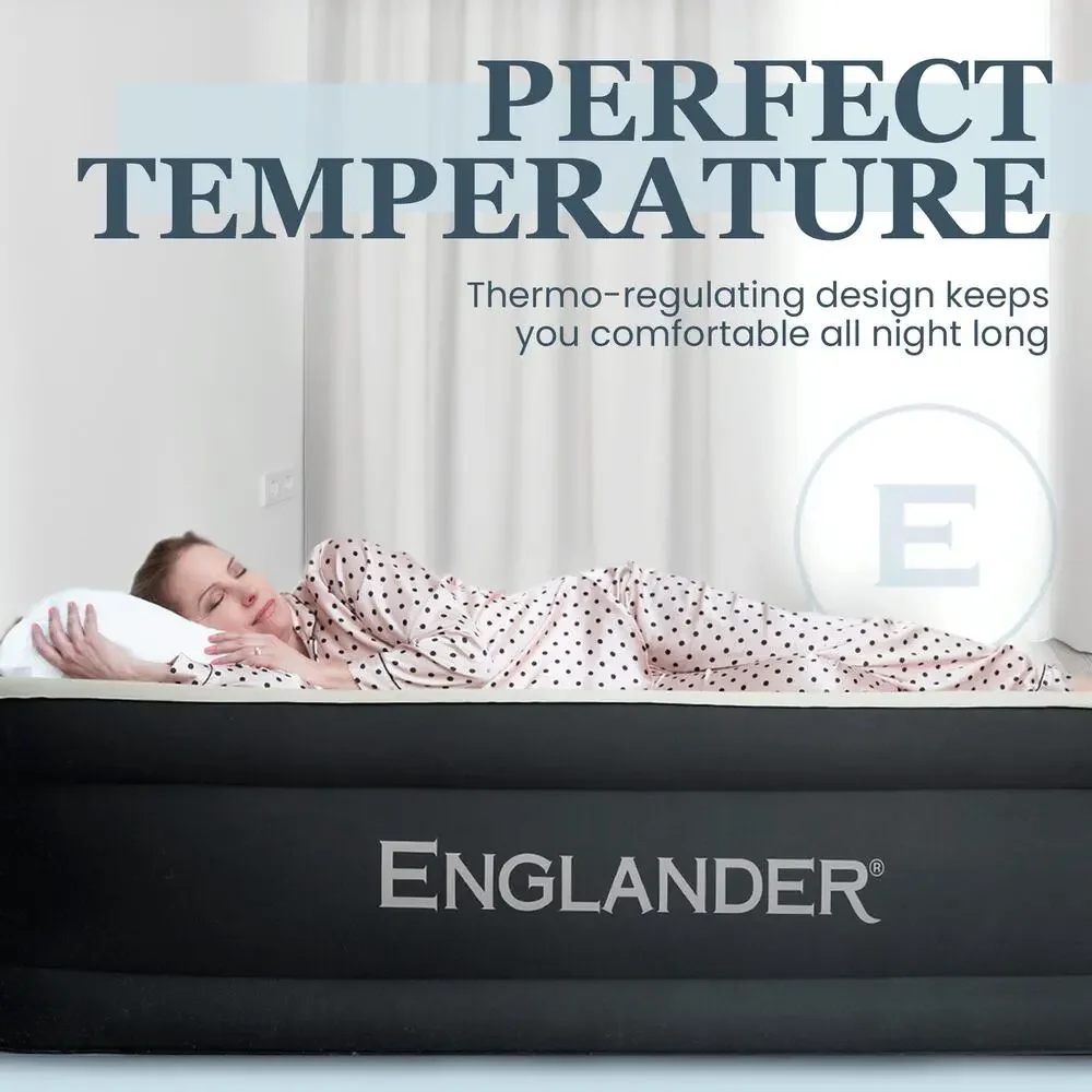 NWT Englander Twin Air Mattress Double High 300LB Luxury Camping Pump Black